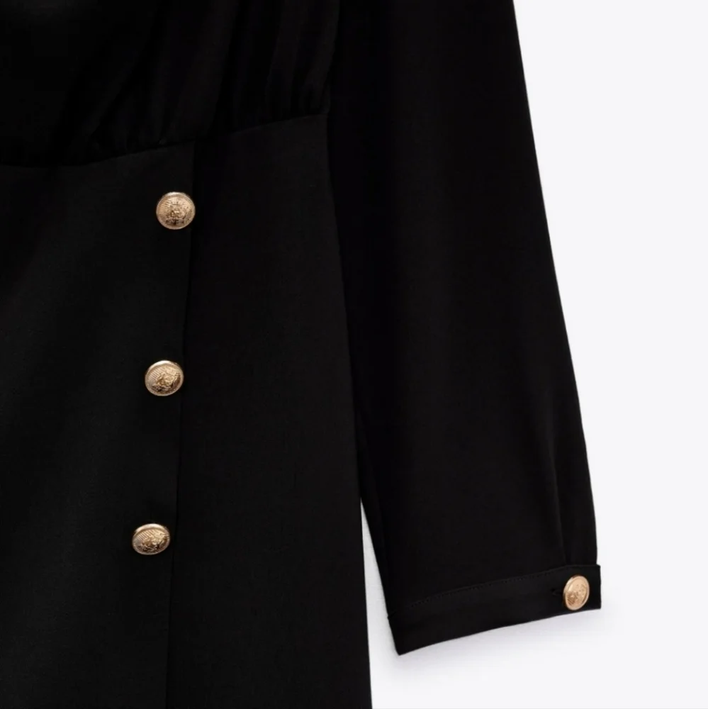 Zara Black Long Sleeve Gold Button Romper Size S LIKE NEW Y-2552